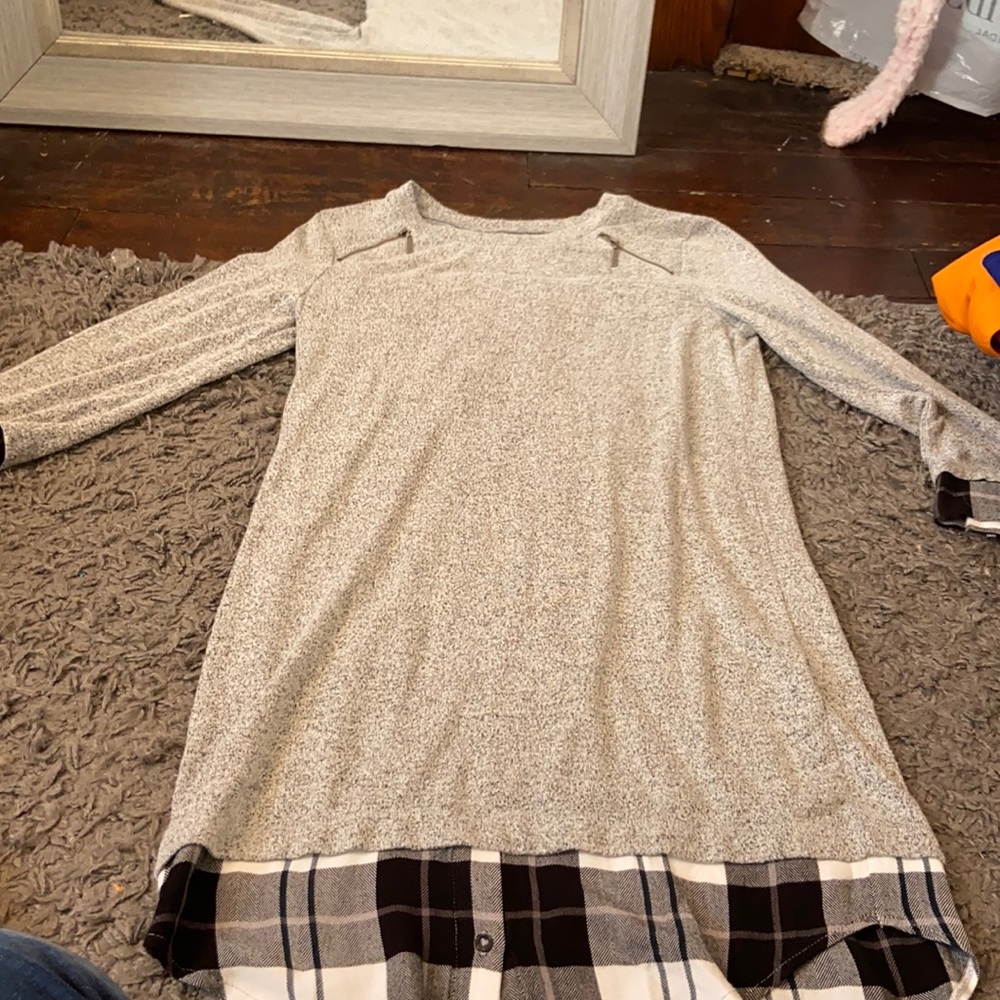 grey with flannel dress, size small